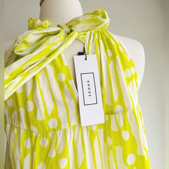 NWT RHODE RESORT Julia Dress in Chartreuse Batik S - Picture 11 of 12